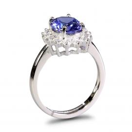 925 Silver Created Tanzanite Ring