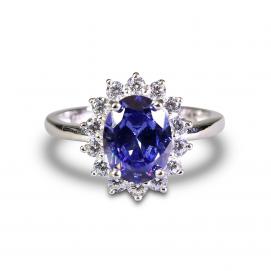 925 Silver Created Tanzanite Ring