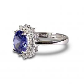 925 Silver Created Tanzanite Ring