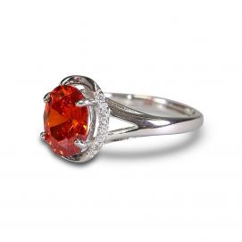 925 Silver Created Orange Sapphire Ring