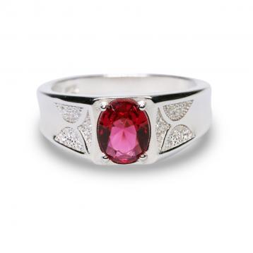 925 Silver Created Ruby Ring