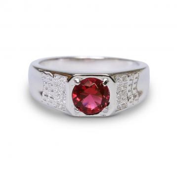 925 Silver Created Ruby Ring