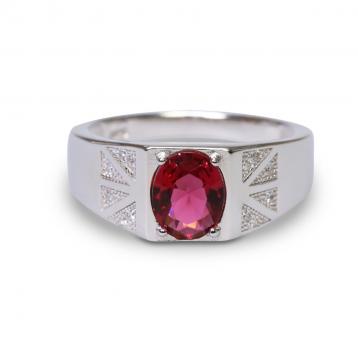 925 Silver Created Ruby Ring