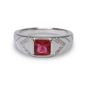 925 Silver Created Ruby Ring