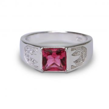 925 Silver Created Ruby Ring