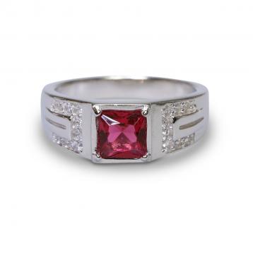 925 Silver Created Ruby Ring