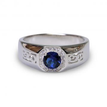 925 Silver Created Blue Sapphire Ring