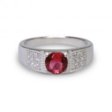 925 Silver Created Ruby Ring