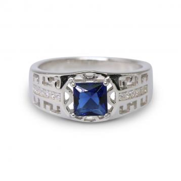 925 Silver Created Blue Sapphire Ring