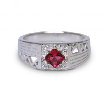 925 Silver Created Ruby Ring