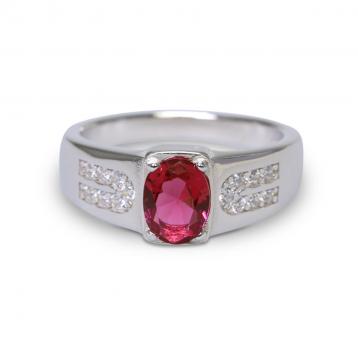 925 Silver Created Ruby Ring