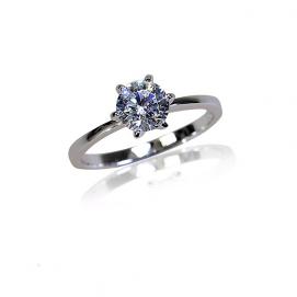 925 Silver 7.0mm Cubic Zirconia Ring