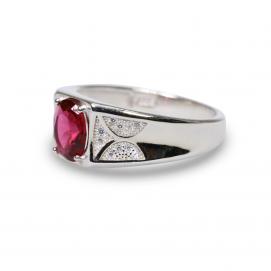 925 Silver Created Ruby Ring