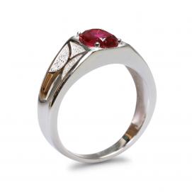 925 Silver Created Ruby Ring