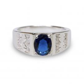 925 Silver Created Blue Sapphire Ring