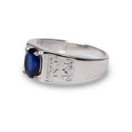 925 Silver Created Blue Sapphire Ring