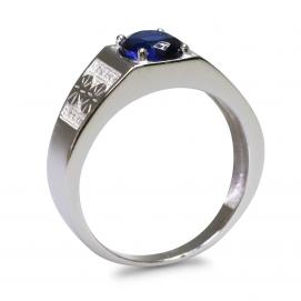 925 Silver Created Blue Sapphire Ring