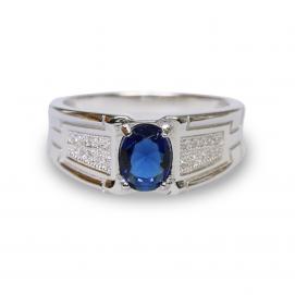 925 Silver Created Blue Sapphire Ring