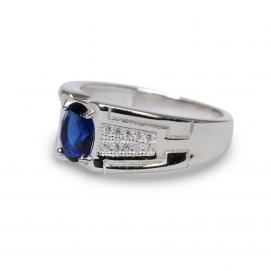 925 Silver Created Blue Sapphire Ring