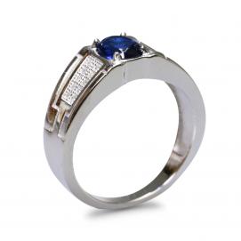 925 Silver Created Blue Sapphire Ring