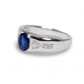 925 Silver Created Blue Sapphire Ring