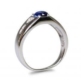 925 Silver Created Blue Sapphire Ring