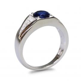 925 Silver Created Blue Sapphire Ring