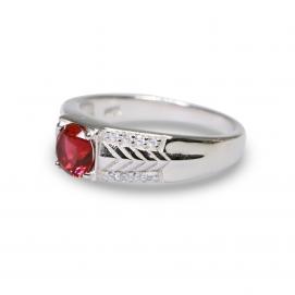 925 Silver Created Ruby Ring
