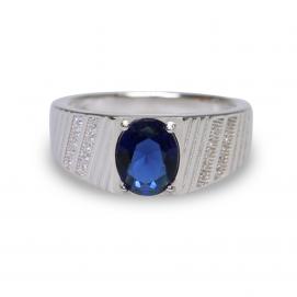 925 Silver Created Blue Sapphire Ring