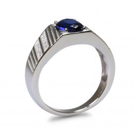 925 Silver Created Blue Sapphire Ring