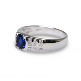 925 Silver Created Blue Sapphire Ring