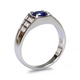 925 Silver Created Blue Sapphire Ring