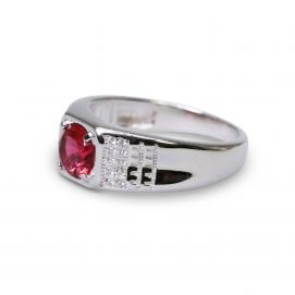 925 Silver Created Ruby Ring