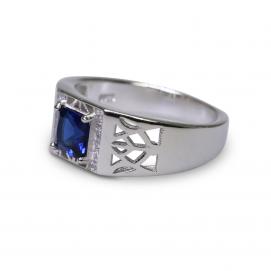 925 Silver Created Blue Sapphire Ring