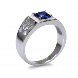 925 Silver Created Blue Sapphire Ring