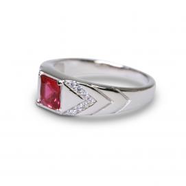 925 Silver Created Ruby Ring