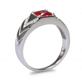 925 Silver Created Ruby Ring