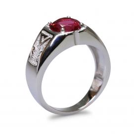 925 Silver Created Ruby Ring