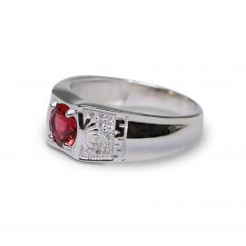 925 Silver Created Ruby Ring