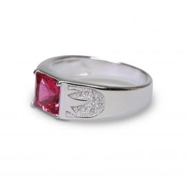 925 Silver Created Ruby Ring