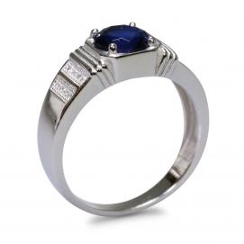 925 Silver Created Blue Sapphire Ring