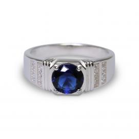 925 Silver Created Blue Sapphire Ring