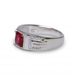 925 Silver Created Ruby Ring