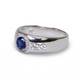 925 Silver Created Blue Sapphire Ring