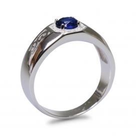 925 Silver Created Blue Sapphire Ring