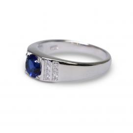 925 Silver Created Blue Sapphire Ring