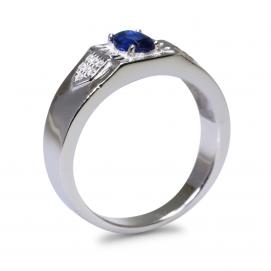 925 Silver Created Blue Sapphire Ring