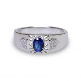 925 Silver Created Blue Sapphire Ring