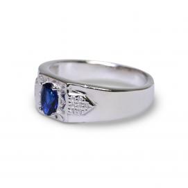 925 Silver Created Blue Sapphire Ring