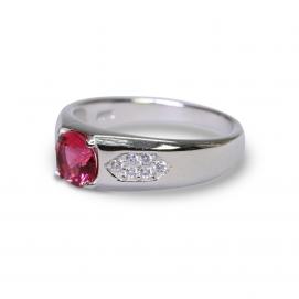925 Silver Created Ruby Ring